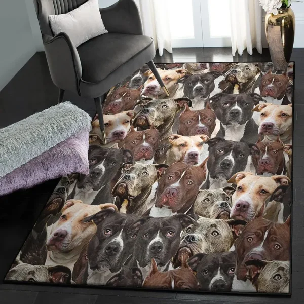 Dogs Dining Room Rug, American Pit Bull Terrier Rug