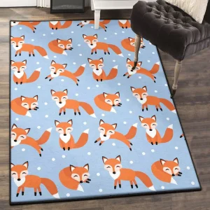 Fox Hunting Area Rugs, Fox Snow Pattern Rug