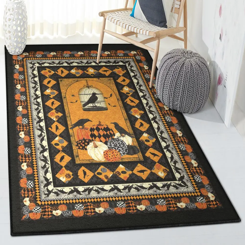 Halloween Witch Living Room Rugs, Halloween Raven Rug