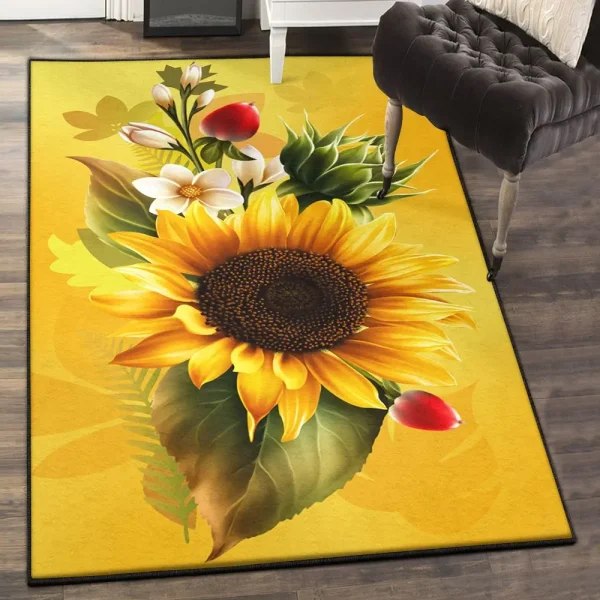 Helianthus Washable Rugs, Sunflower Rug