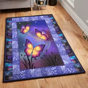 Monarch Washable Area Rugs, Beautiful Butterfly Rug