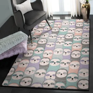 Multicolor Modern Rugs, Colorful Sloth Rug