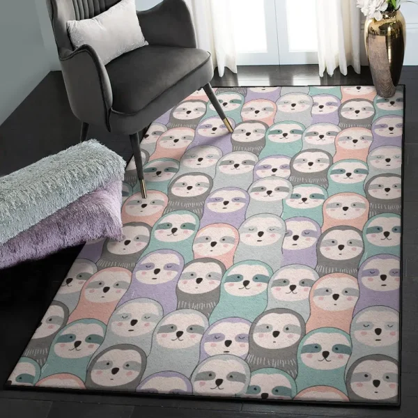 Multicolor Modern Rugs, Colorful Sloth Rug