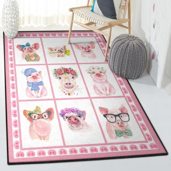 Pig Modern Rugs, Pink Pigs Rug