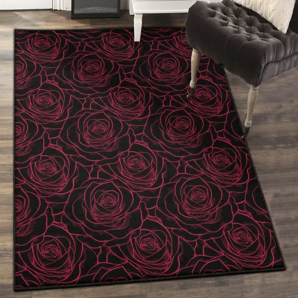 Rose Non Shedding Area Rug, Red Rose Rug