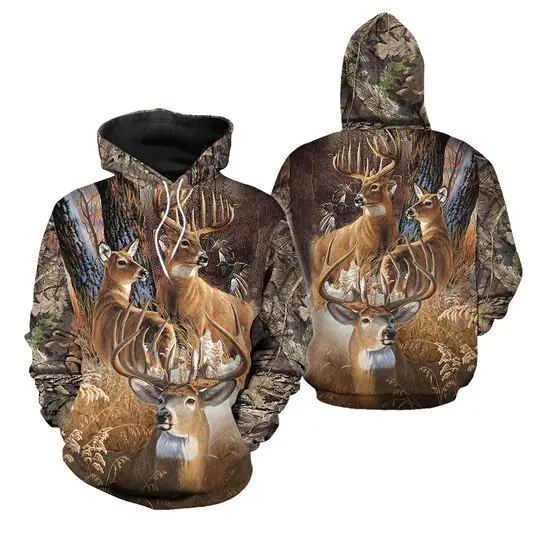 Deer Hunting Wild Animals Hunter 3D Hoodie