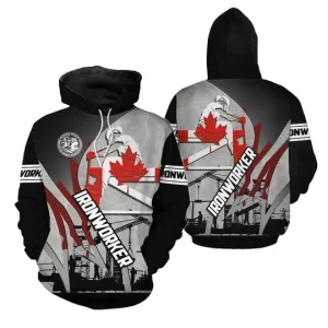 Men’ Ironworker In The Construction Canada Flag 3D Hoodies