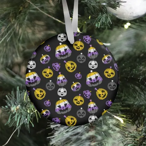 Nonbinary Pride Jack-o’-Lanterns Pattern Ornament Perfect And Unique Gifts For Family On Christmas