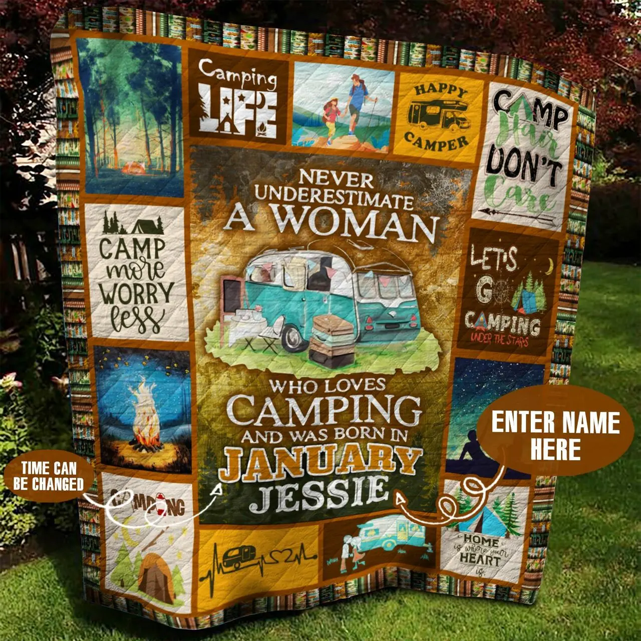 Camping Personalized Quilt Blanket Bbb040623Sm and Home Decor