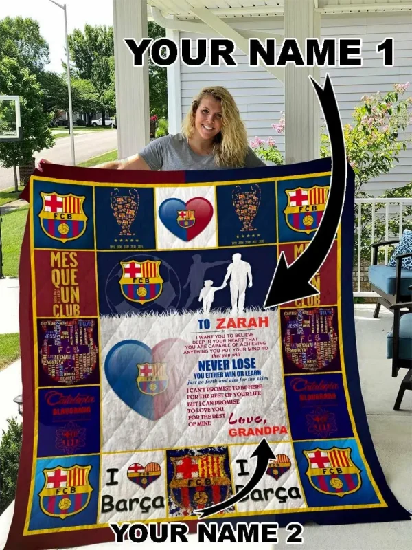 Fc Barcelona Personalized Name Quilt Blanket and Home Decor