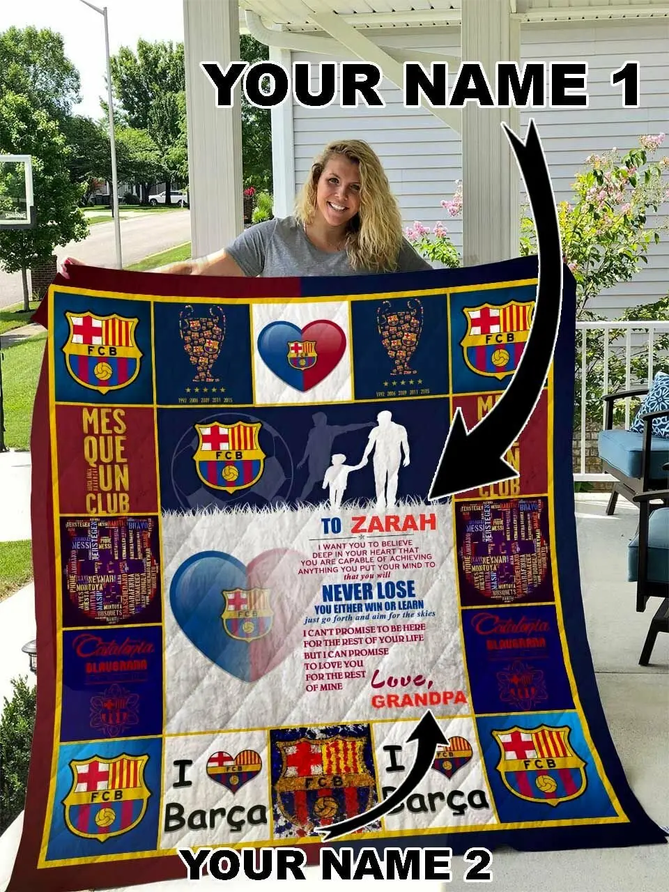 Fc Barcelona Personalized Name Quilt Blanket and Home Decor
