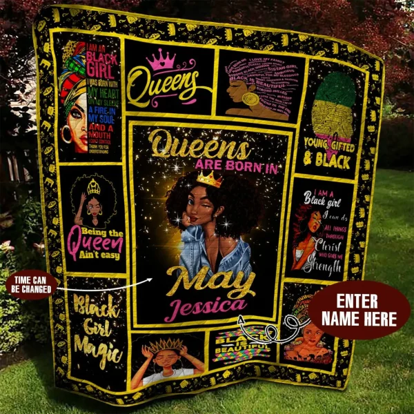 May Black Girl Personalized Quilt Blanket Bbb030618Mh and Home Decor