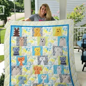 Cat Blanket Flower Blanket Th1807 Quilt and Home Decor