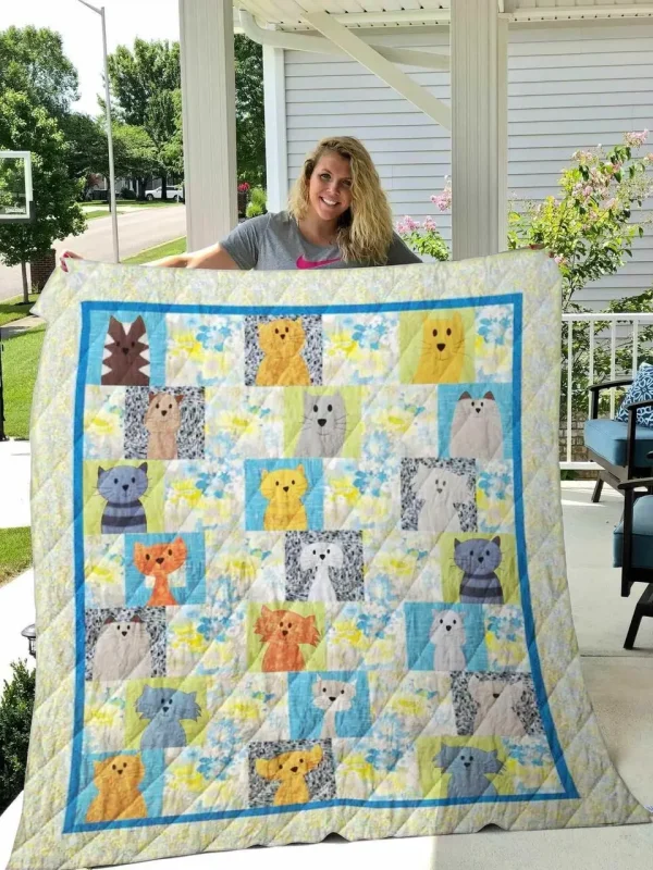 Cat Blanket Flower Blanket Th1807 Quilt and Home Decor