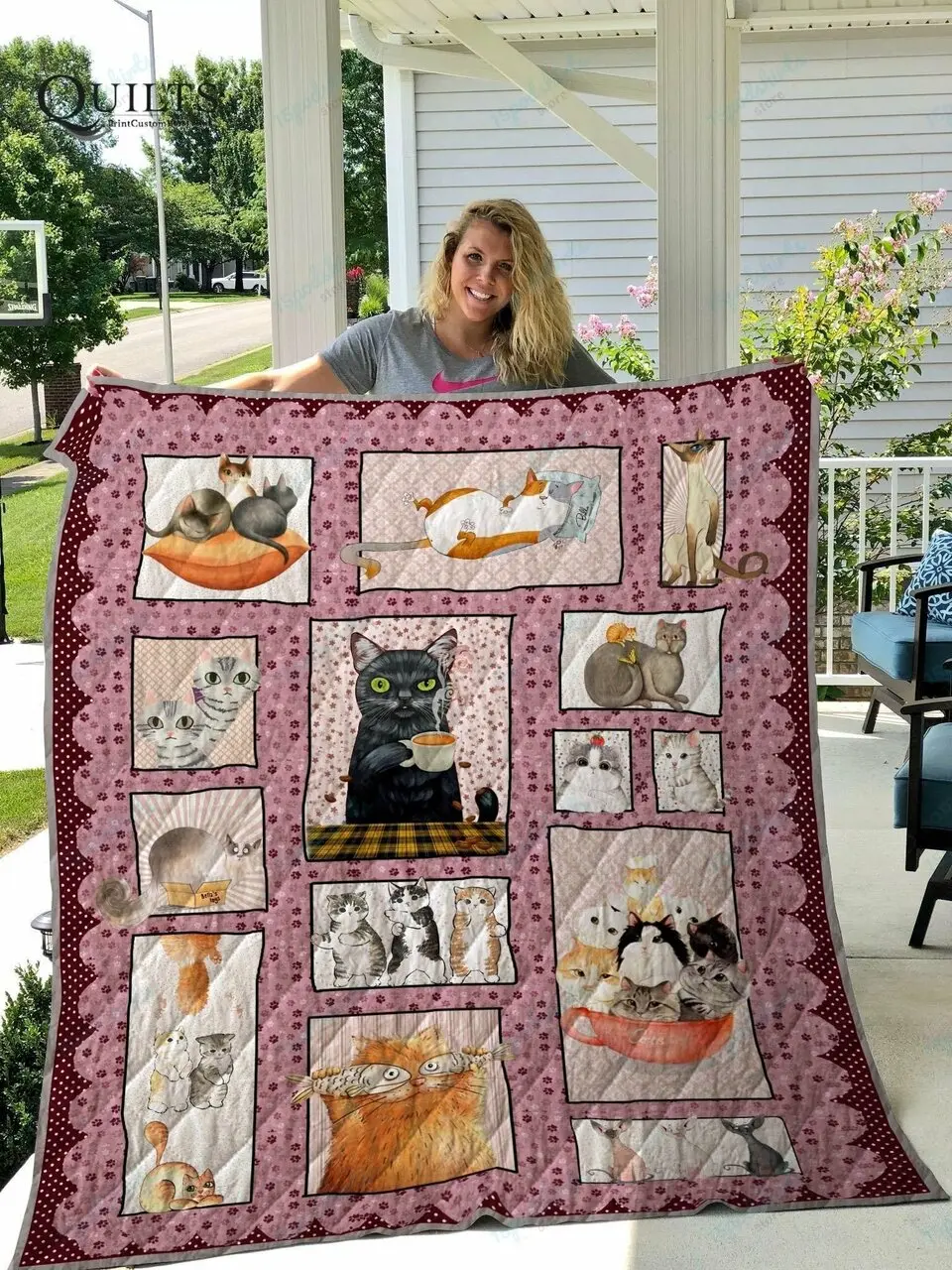 Tlmus Cat Cute Quilt Blanket Ver 1 and Home Decor