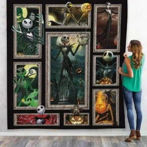 3D Jack Skellington Halloween Pumpkin Custom Quilt and Home Decor