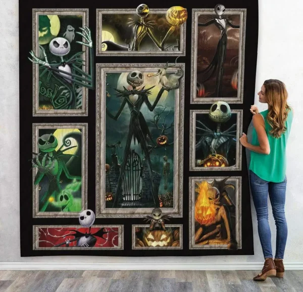 3D Jack Skellington Halloween Pumpkin Custom Quilt and Home Decor