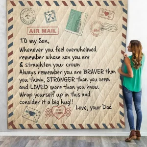 3D Letter To Son From Dad Custom Quilt and Home Decor