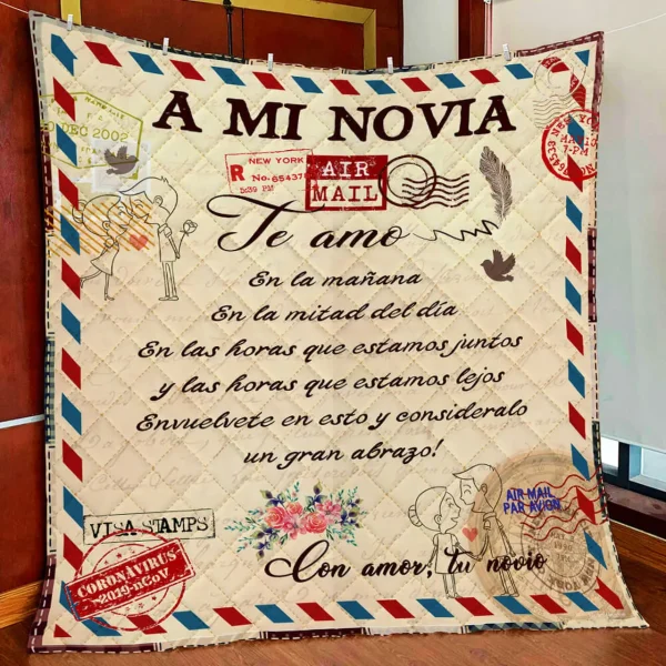 A Mi Novia, Te Amo Quilt Blanket and Home Decor