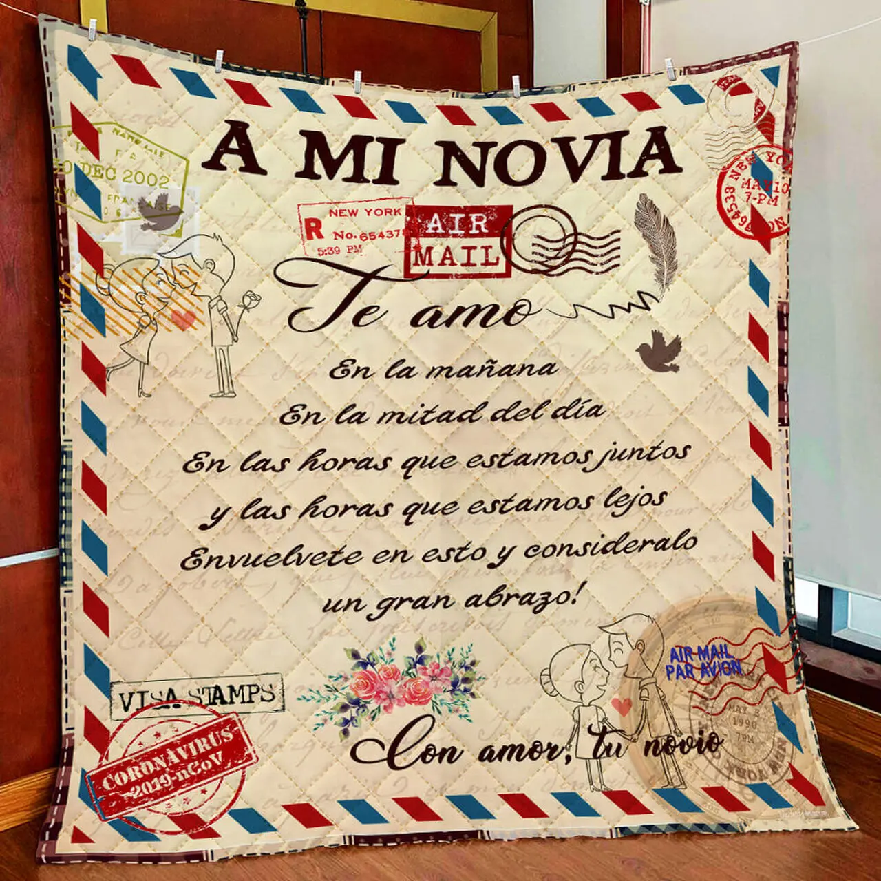 A Mi Novia, Te Amo Quilt Blanket and Home Decor