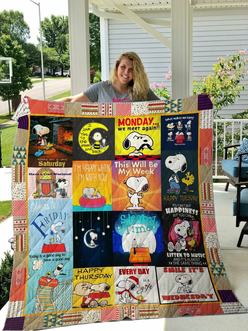 A Week Of Snoopy Quilt Blanket and Home Decor