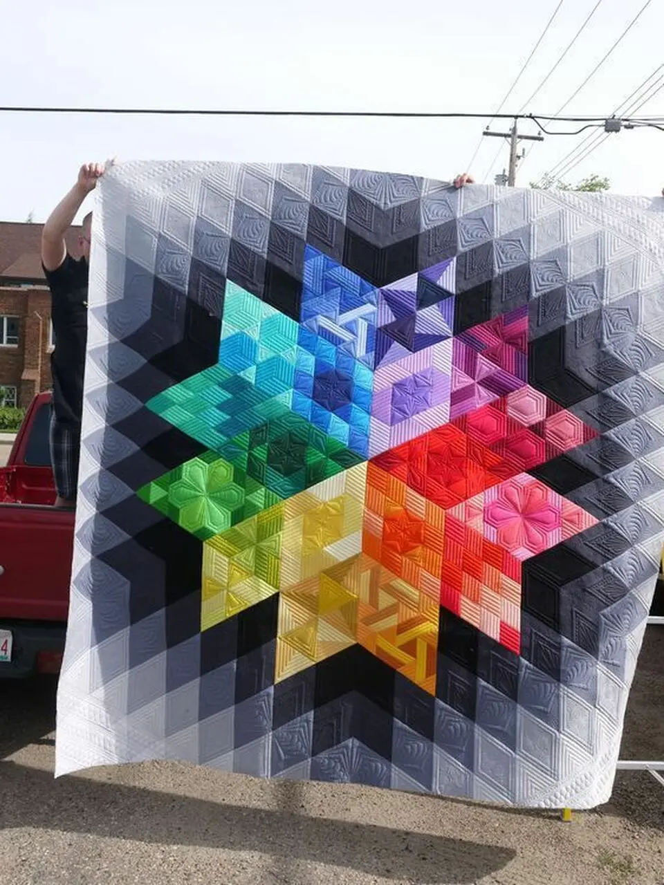 Abstract Colorful Geometry Hur Quilt fa and Home Decor