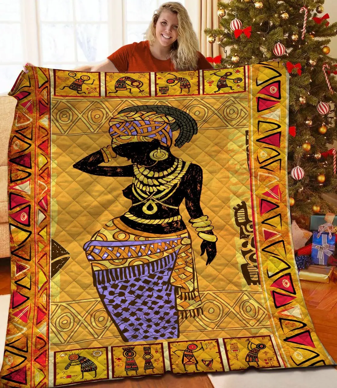 African Jfj Quilt Yq and Home Decor