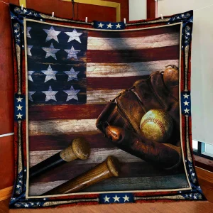 American Baseball Quilt Blanket and Home Decor