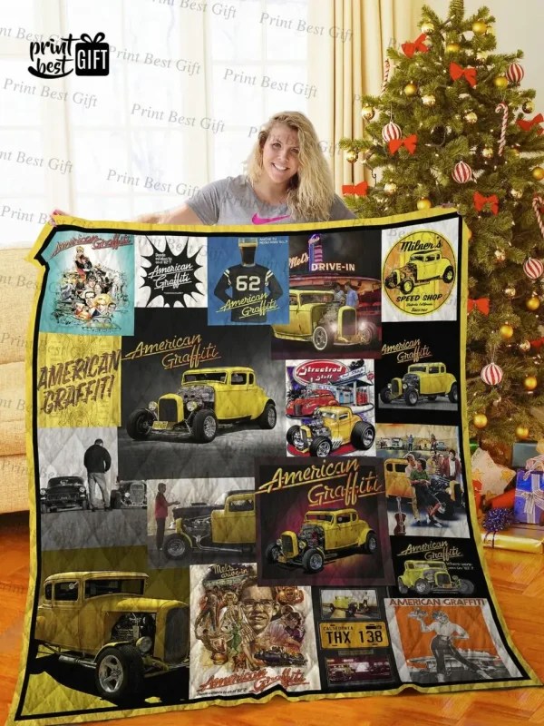 American Graffiti Poster Quilt Blanket Ver 2 and Home Decor