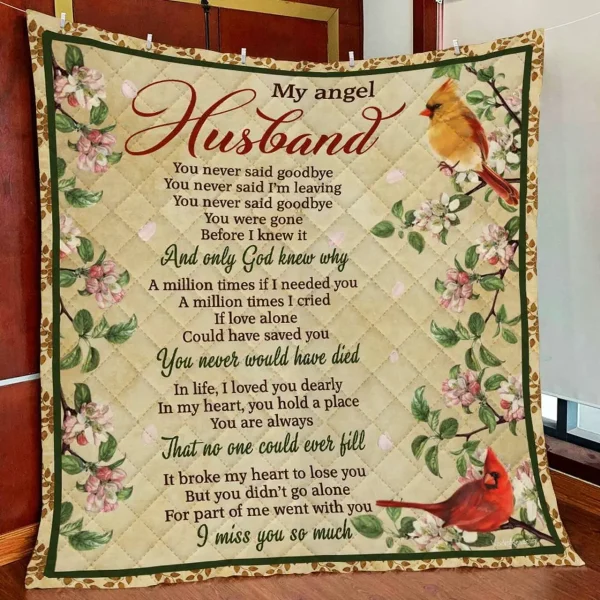 Angel Husband Cardinal Quilt Blanket and Home Decor