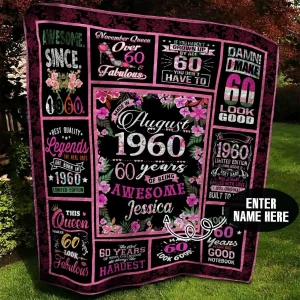 August 1960 Personalized Quilt Blanket Bbb010618Mh and Home Decor