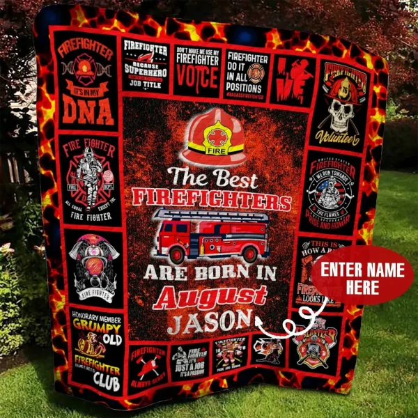 August Firefighter Personalized Quilt Blanket Bbb300533Sm and Home Decor