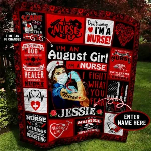 August Nurse Personalized Quilt Blanket Bbb020601Nb and Home Decor