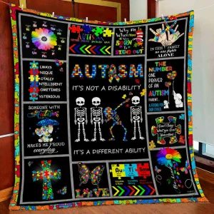 Autism – ItS Not A Disability ItS A Different Ability Quilt Blanket and Home Decor