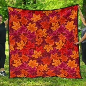 Autumn Maple Leaf Pattern DHCDHC DT1910 Quilt Blanket and Home Decor