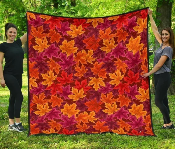 Autumn Maple Leaf Pattern DHCDHC DT1910 Quilt Blanket and Home Decor