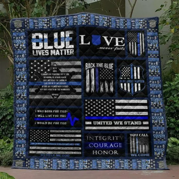Back The Blue Quilt Blanket No96 Quilt and Home Decor