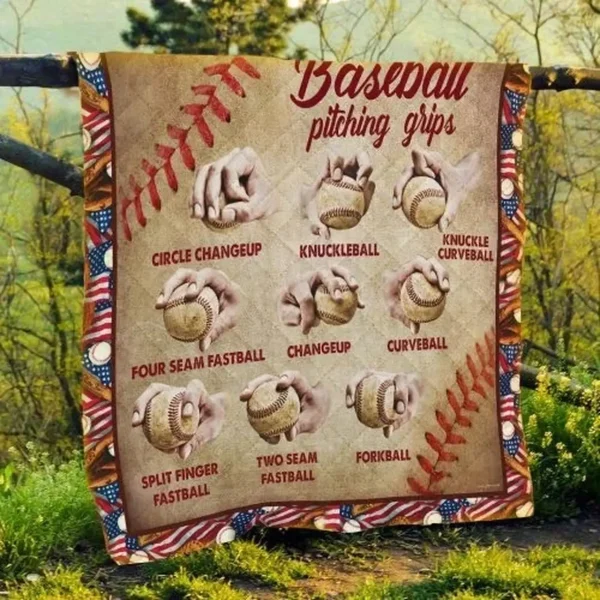 Baseball Pitching Grips Quilt Blanket and Home Decor