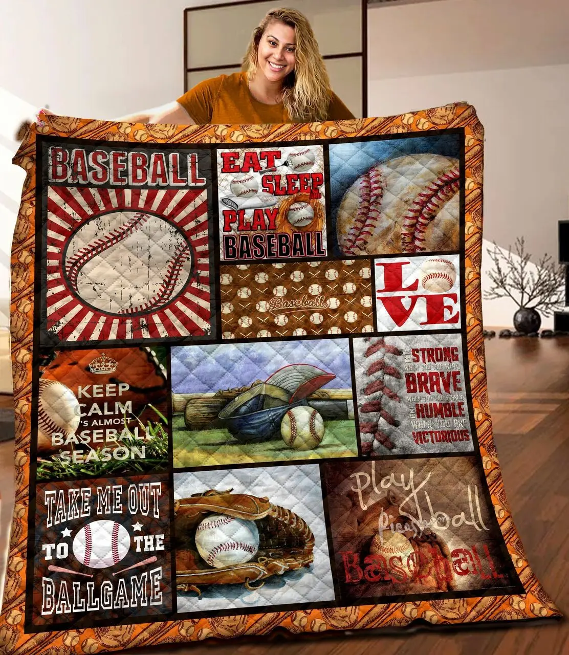 Baseball Quilt Blanket C9B240309HD and Home Decor