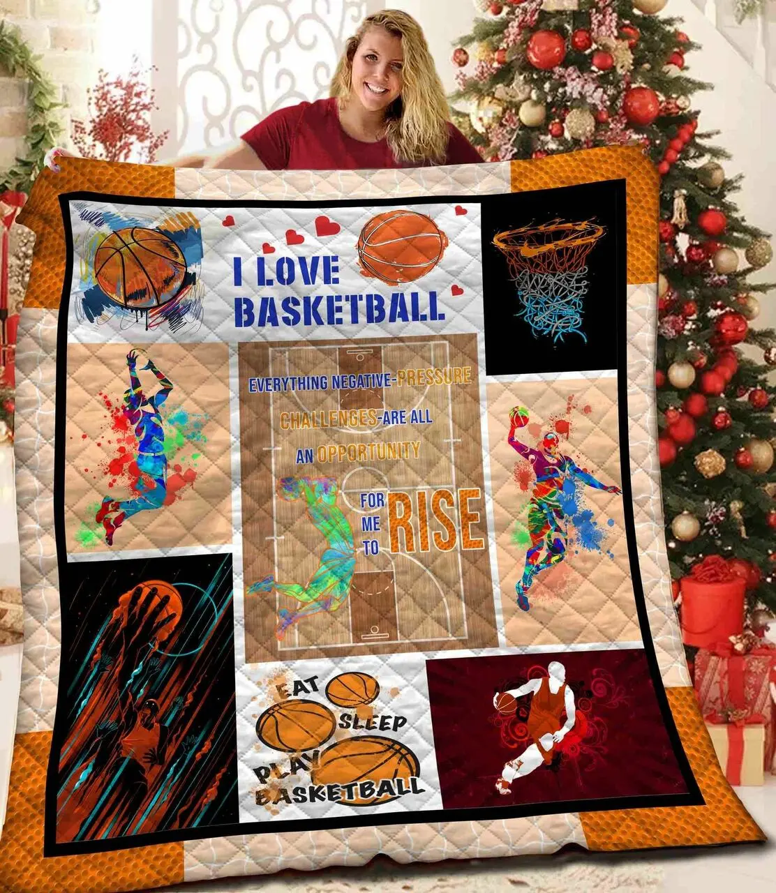 Basketball Jfj Quilt Fm and Home Decor