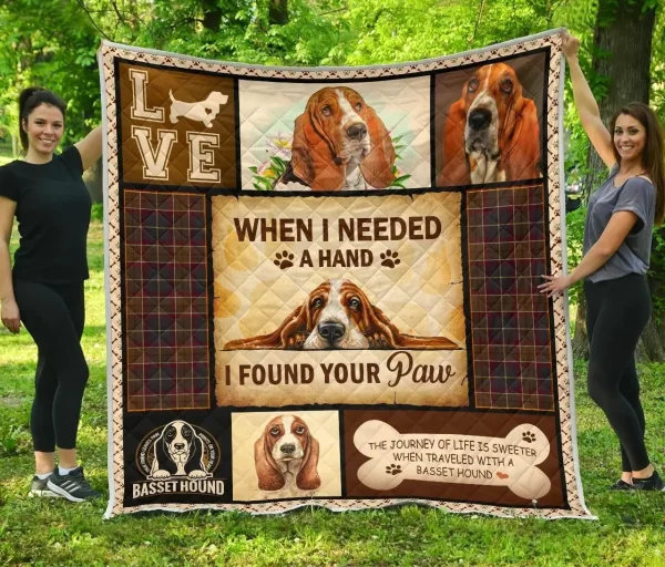Basset Hound Need A Hand Quilt Mvs and Home Decor