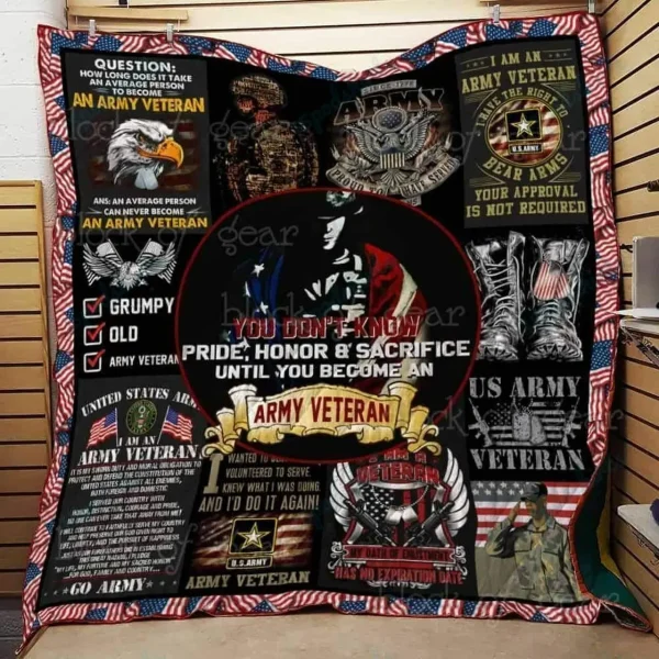 Bc Army Veteran Quilt Blanket and Home Decor