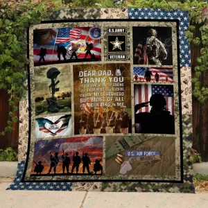 Bc Veteran Dad Quilt Blanket 01 and Home Decor