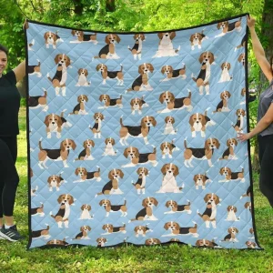 Beagle Dog Blue Background Pattern DHCDHC DT1910 Quilt Blanket and Home Decor