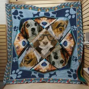 Beagle Wears Glass Quilt and Home Decor