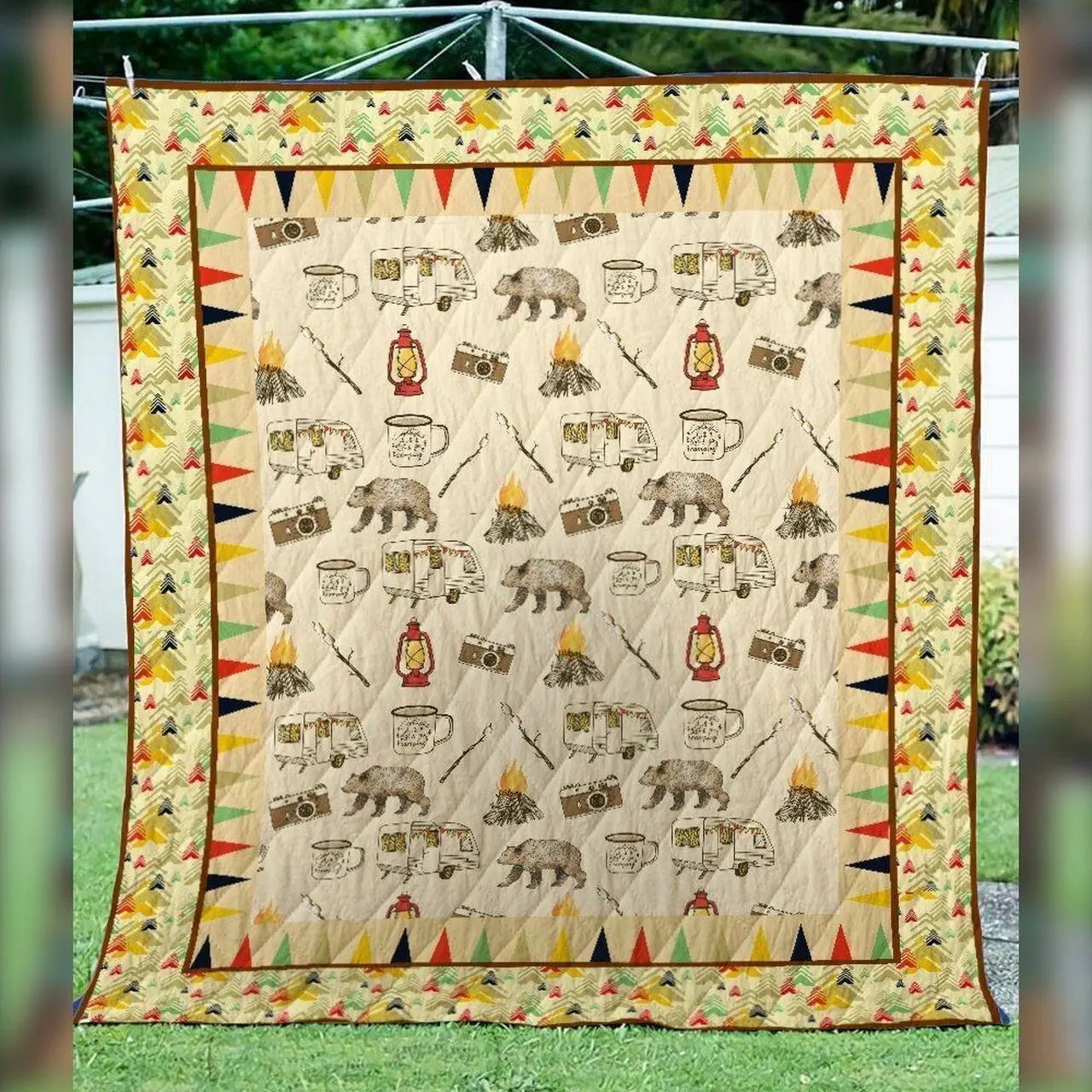 Bear Campfire Hur Quilt fc and Home Decor