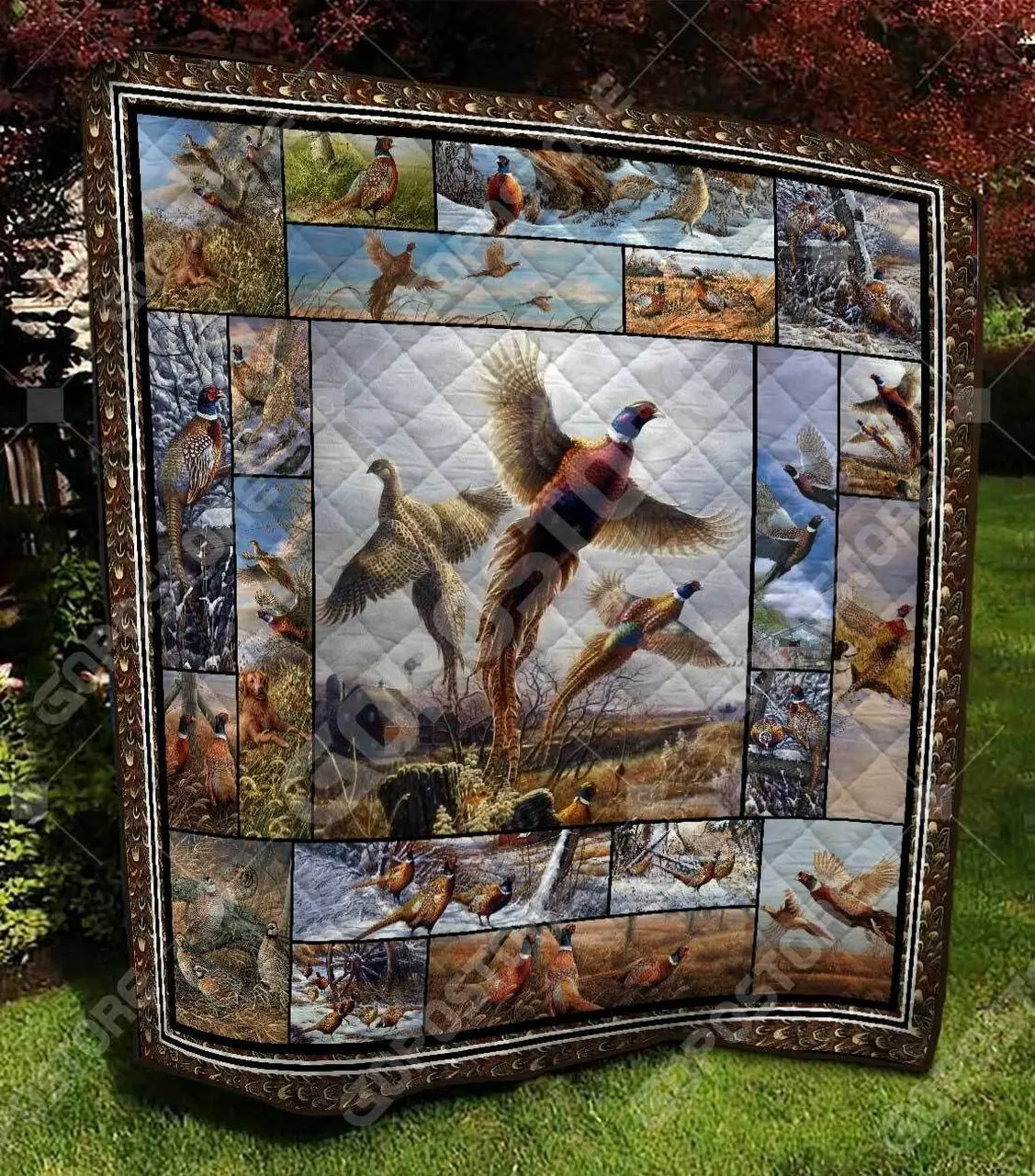 Beautiful Pheasant Art Like 3D Personalized Customized Quilt Blanket 1102 and Home Decor
