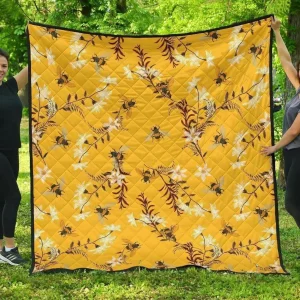 Bee Flower Pattern DHCDHC DT1910 Quilt Blanket and Home Decor