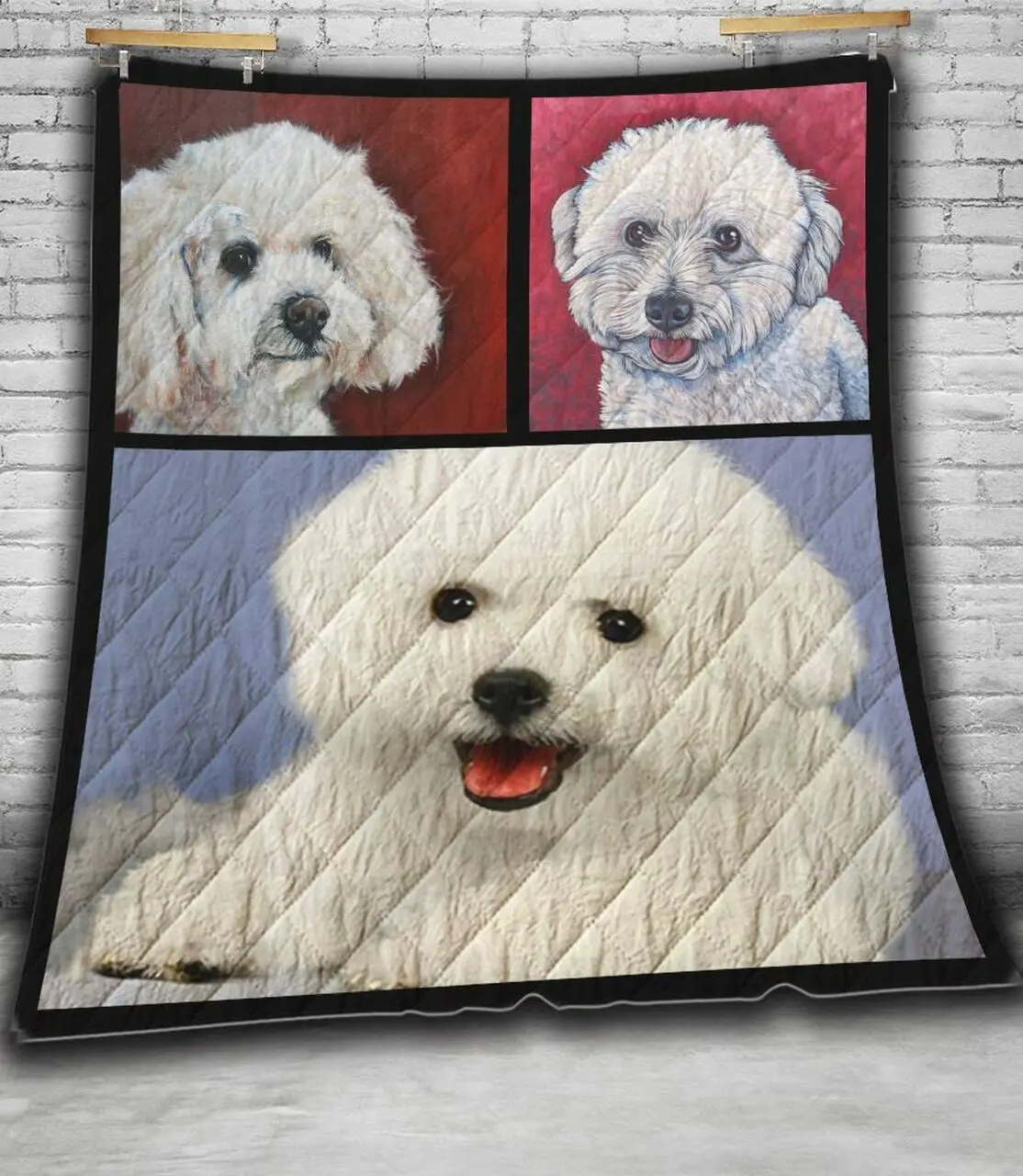 Bichon Frise Dogs Quilt Blanket A172 and Home Decor
