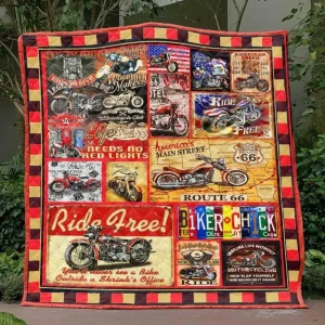 Biker Chick Quilt Blanket Bn14 Quilt and Home Decor